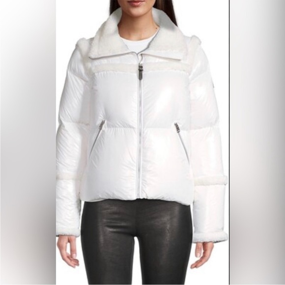 Mackage Miya shearling white puffer NWT S
